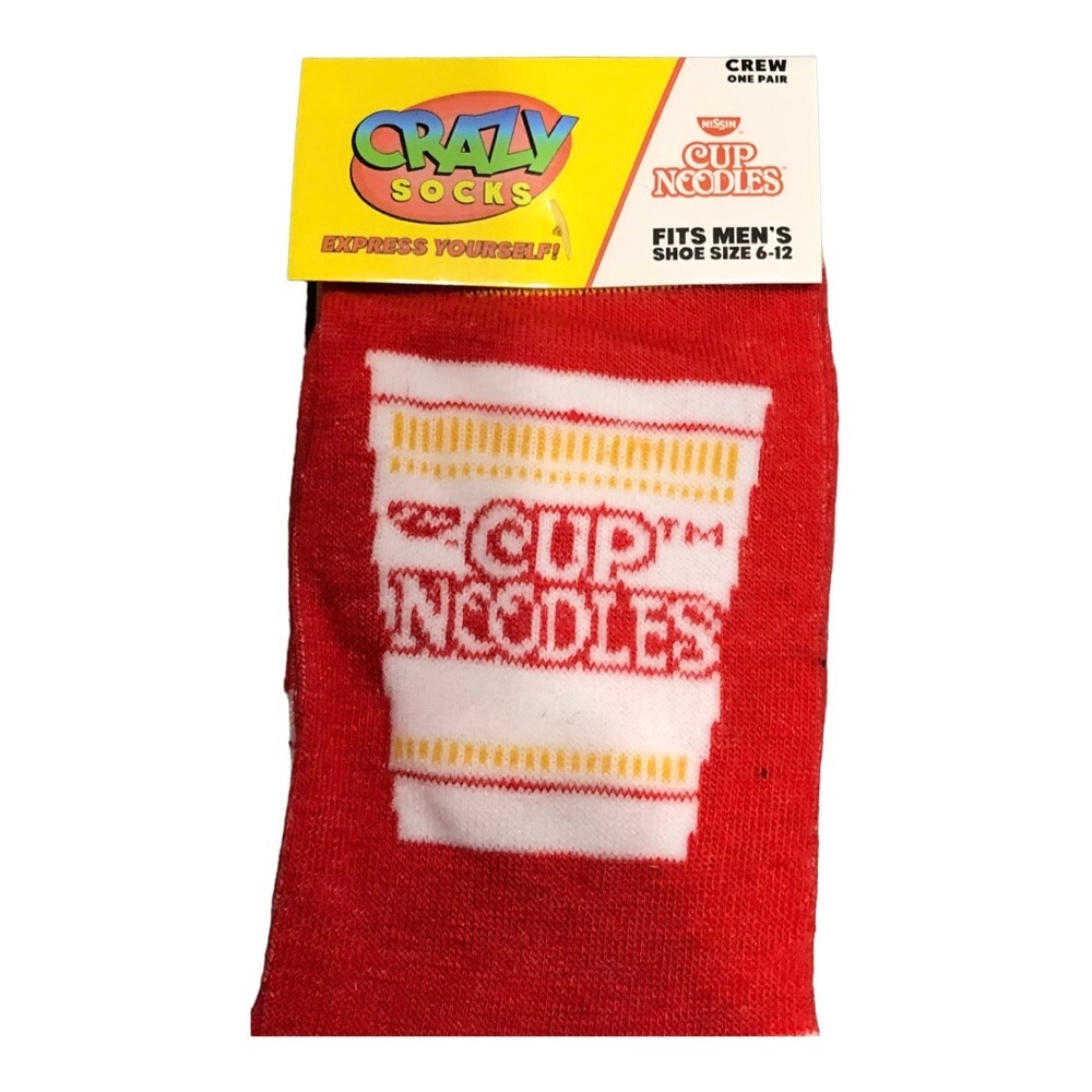 Instant Ramen cup o’ noodle red krazy gag gift crew socks new Buy‎ 1 get 1 free!